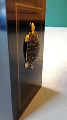 20th Century French Turtle Table Lamp 1980s Made of Black Plexiglas and Brass