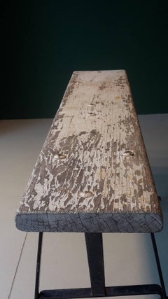 20th Century French Industrial Bench Made of Metal and Wood, 1940s
