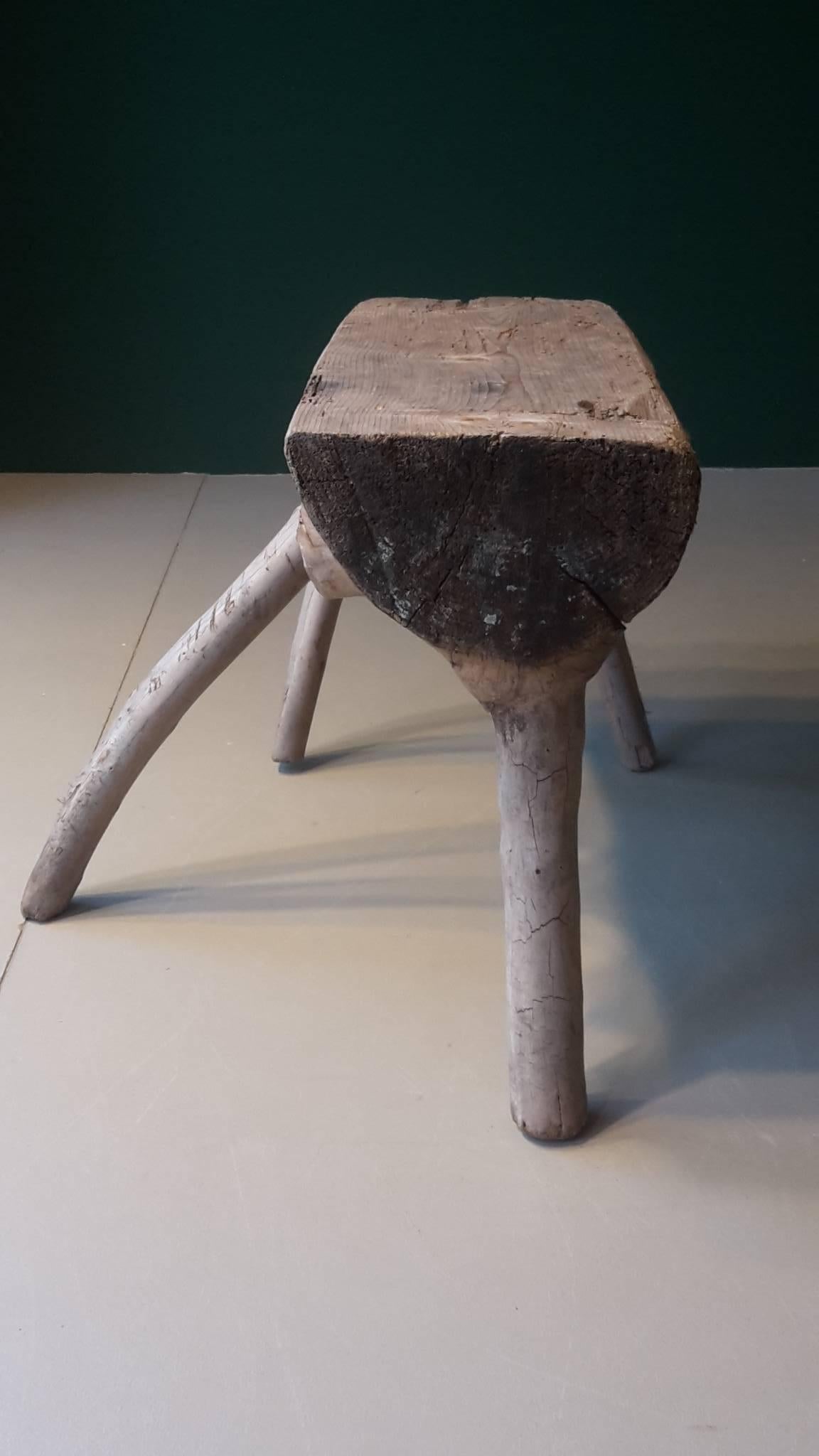 French Early 20th Century Shepherd Stool of the Savoy Made of Fir Tree