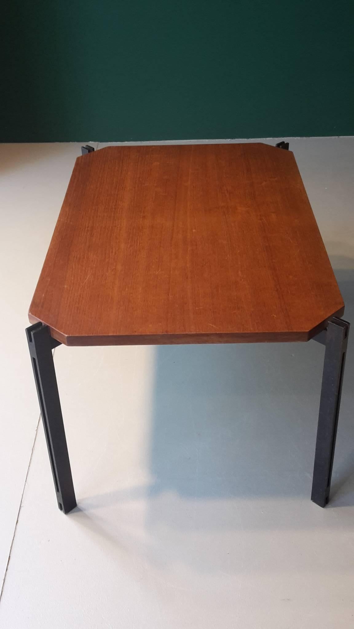20th Century, Italian Coffee Table Made of Teak and Metal, 1960s For Sale 2