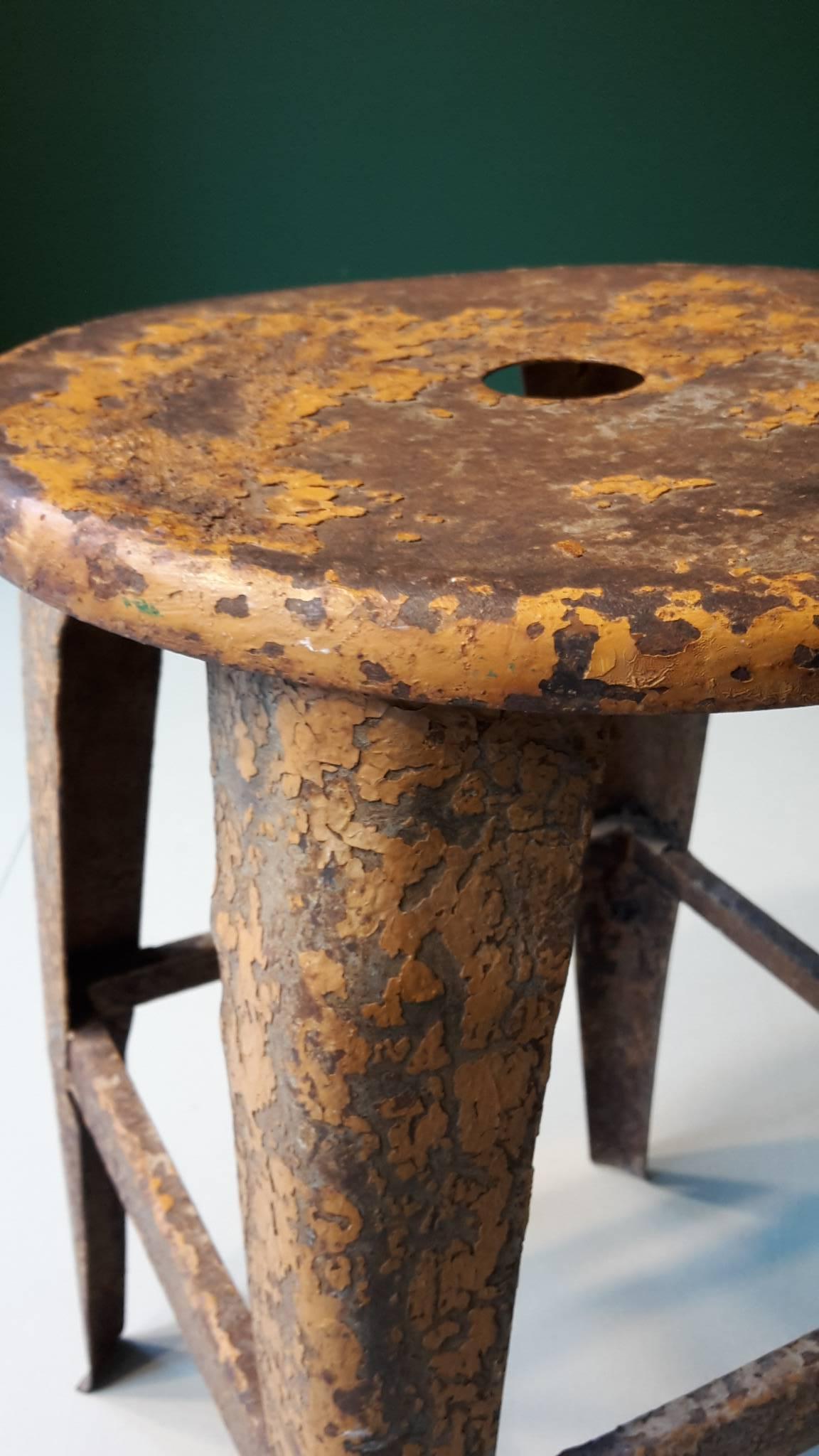 Mid-Century Modern Early 20th Century French Nicolle Stool Made of Metal, 1930s For Sale