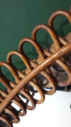 20th Century Italian and Oval Mirror Made of Wicker, 1960s