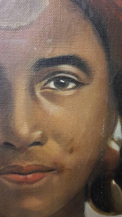 20th Century Oil Painting Portrait of an Indigenous Woman with New Frame