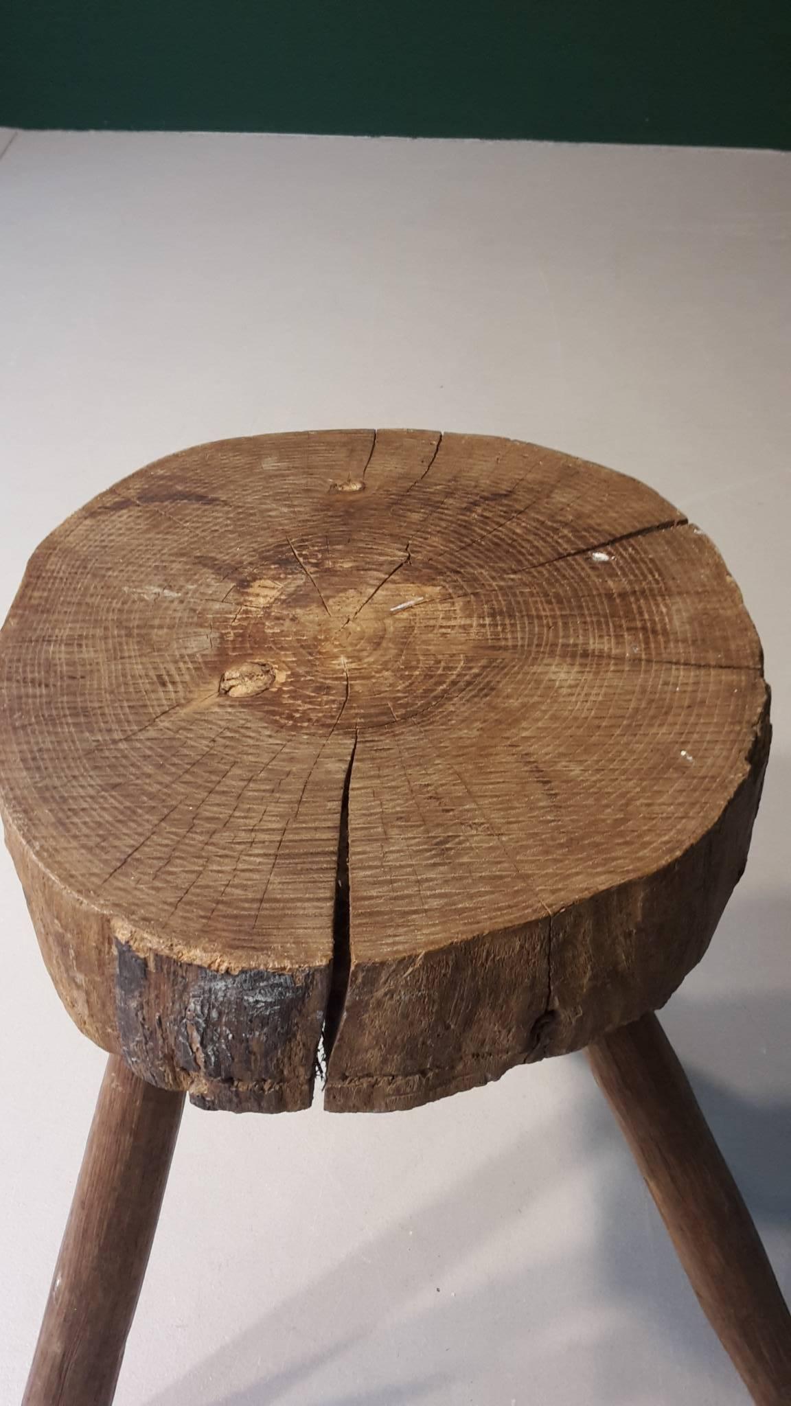 20th Century French Stool Made of Oak, 1950s For Sale 1