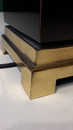 20th Century French Table Lamp Made of Brass and Black Wood