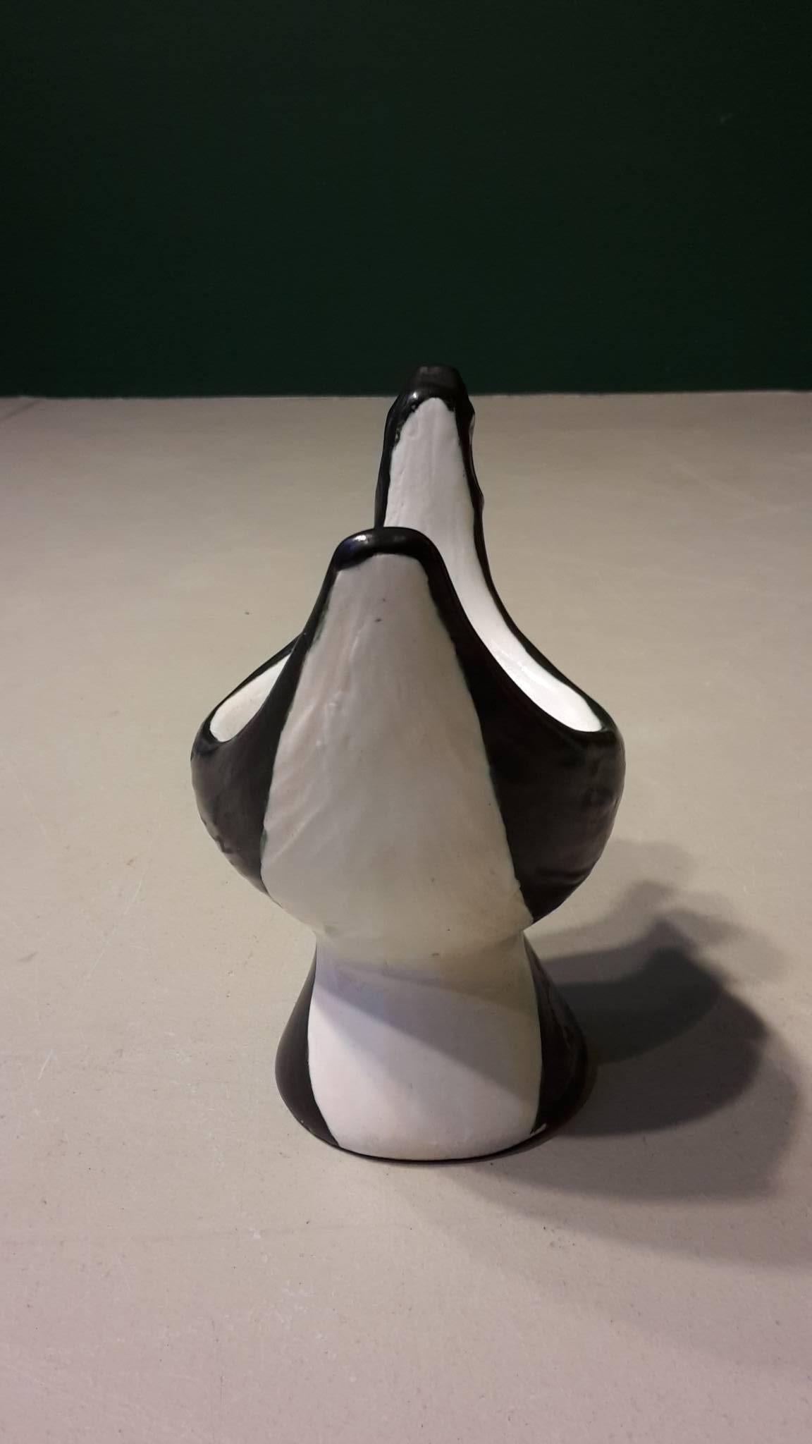 20th Century French Vide-Poche Bird Black and White Made of Ceramicic, Ricard In Good Condition For Sale In Berlin, DE
