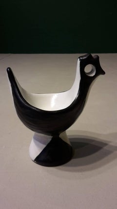 20th Century French Vide-Poche Bird Black and White Made of Ceramicic, Ricard