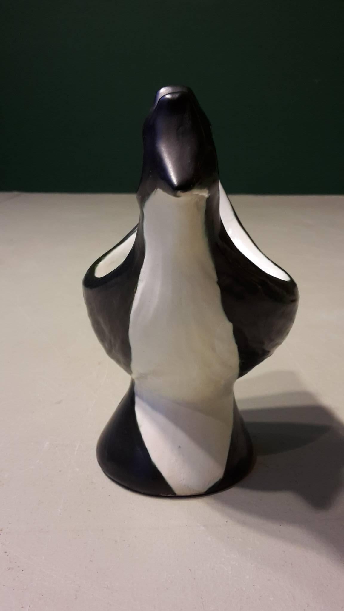 Mid-20th Century 20th Century French Vide-Poche Bird Black and White Made of Ceramicic, Ricard For Sale
