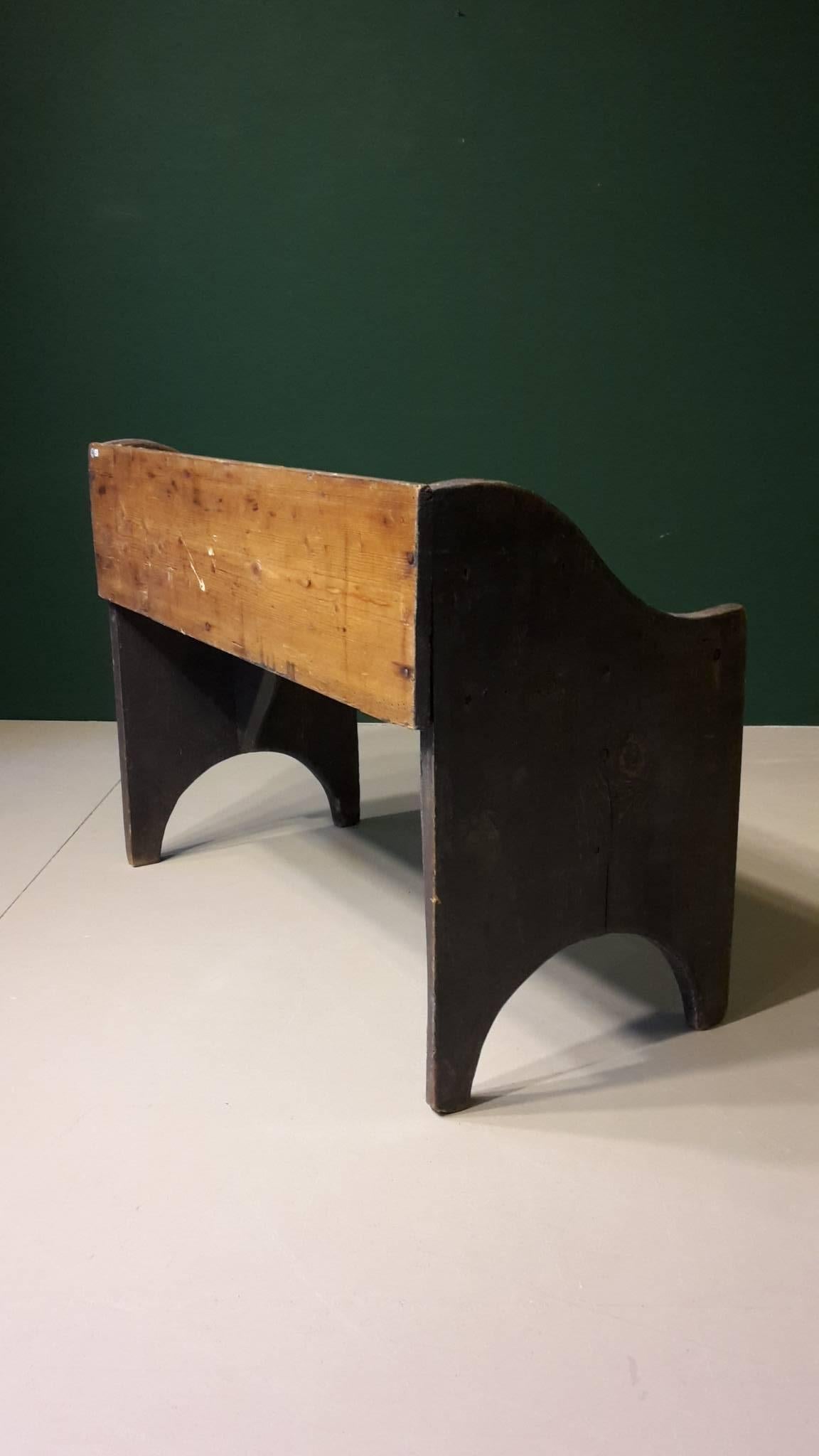 Mid-20th Century 20th Century French Bench with Back Made of Oak Painted in Blue
