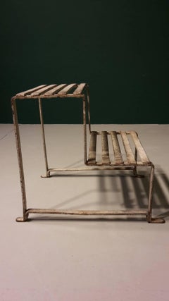 Early 20th Century French Steep Stool Made of White Painted Metal, 1930s