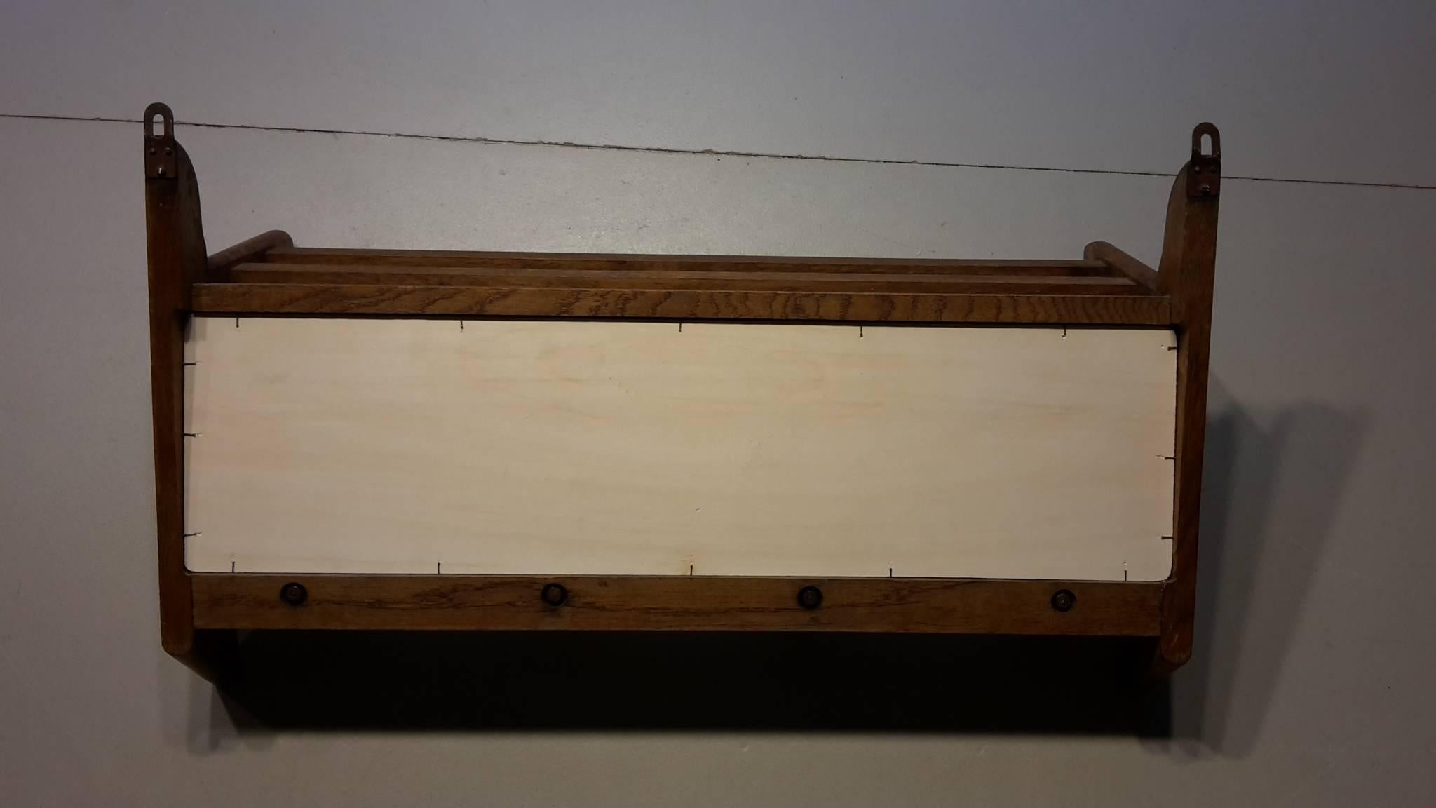 20th Century French Wall Coat Rack Made of Oak by Guillerme and Chambron, 1960s For Sale 1