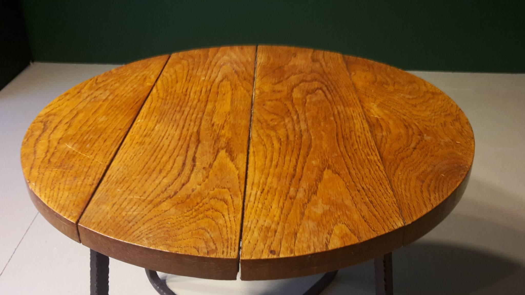Mid-20th Century 20th Century French Coffee Table Made of Walnut and Wrought Iron, 1960s For Sale