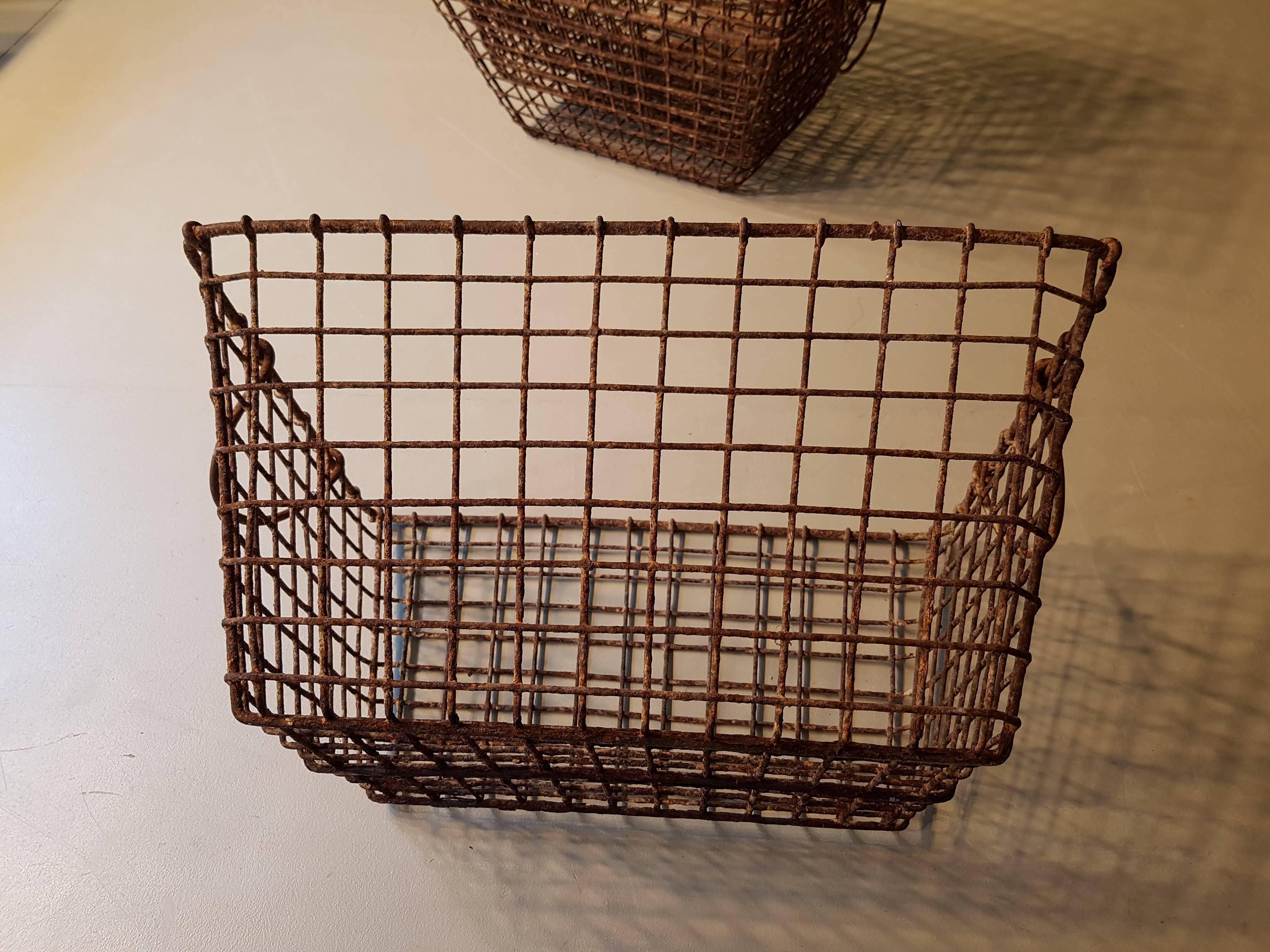 Mid-20th Century French 20th Century Oyster Baskets Made of Metal For Sale