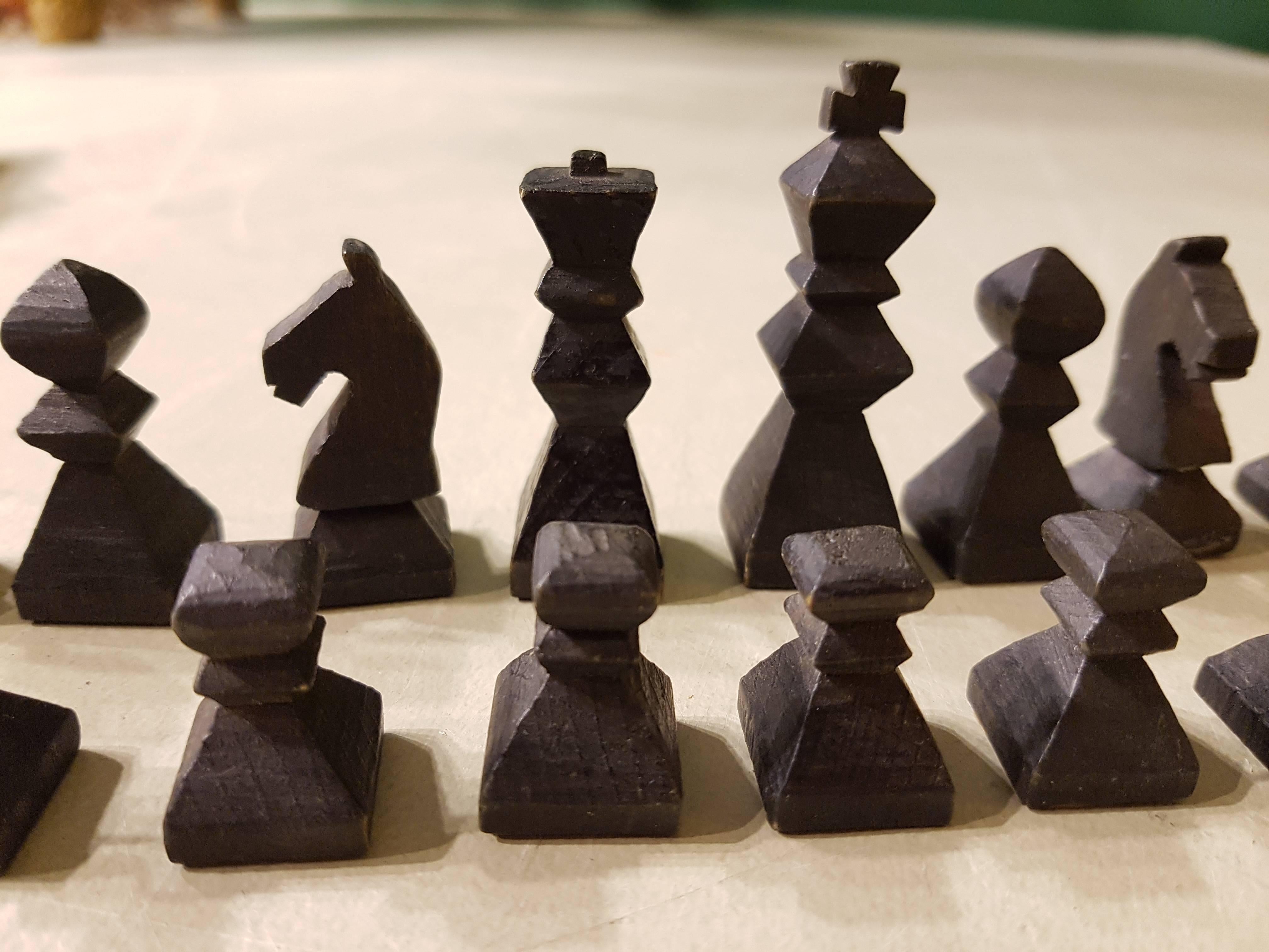 Mid-20th Century 20th Century French Art Deco Chess Pieces Made of Maple, 1940s