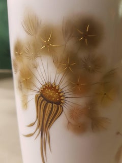 20th Century German White Heinrich Vase with Hand-Painted Gold Puffball