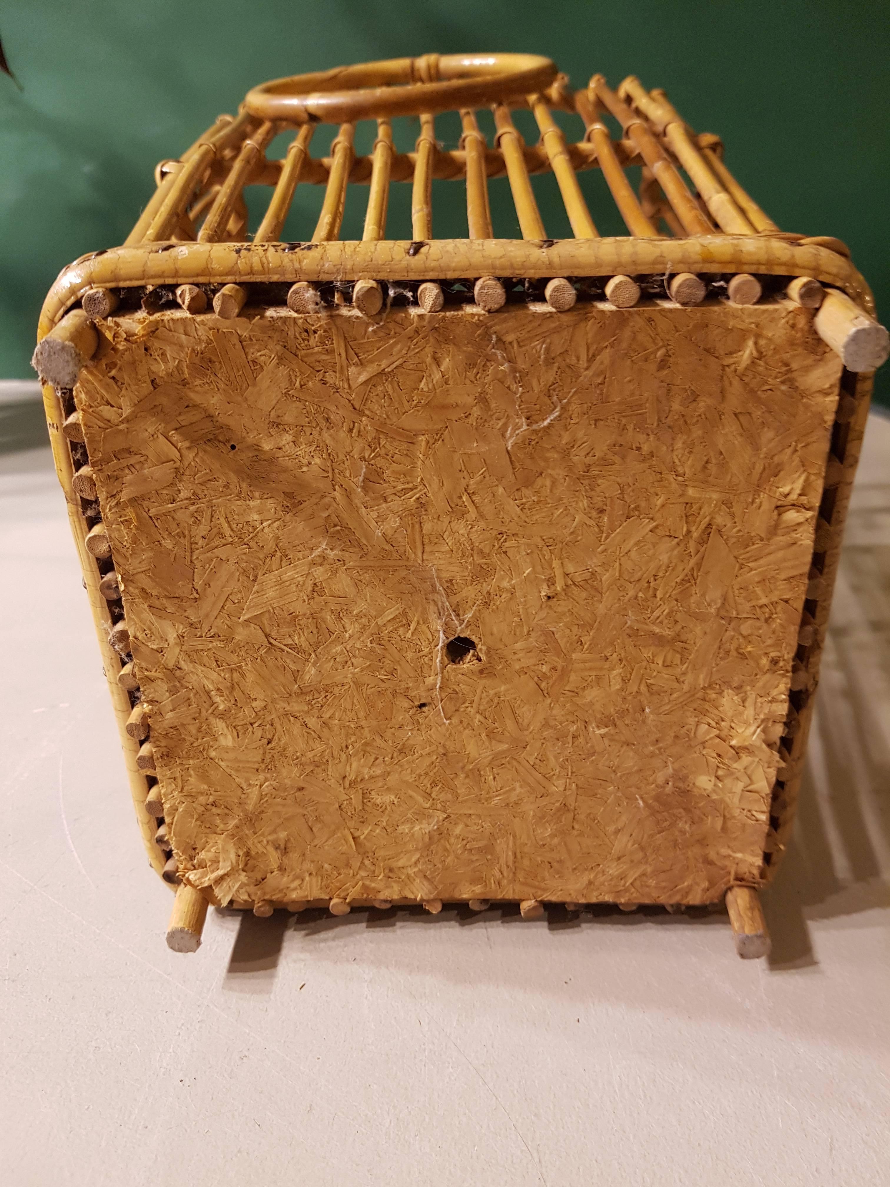 20th Century French Square Basket Made of Wicker, 1960s 1