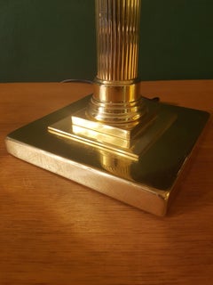 20th Century Spanish Table Lamp Made of Brass with Brown Shade Metalarte, 1990s
