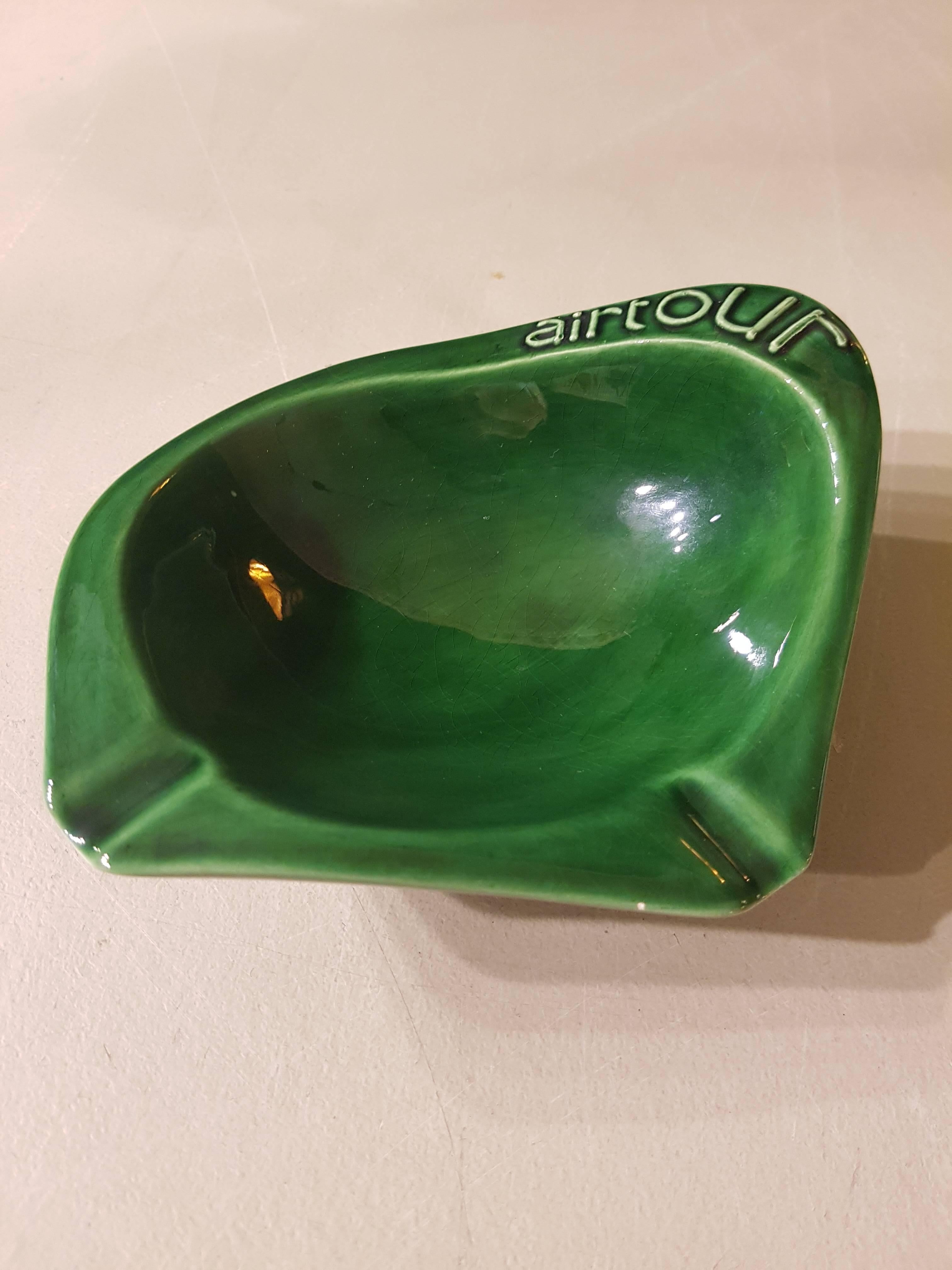 20th Century green german ashtray - Airtour - made of ceramic in the 1960s