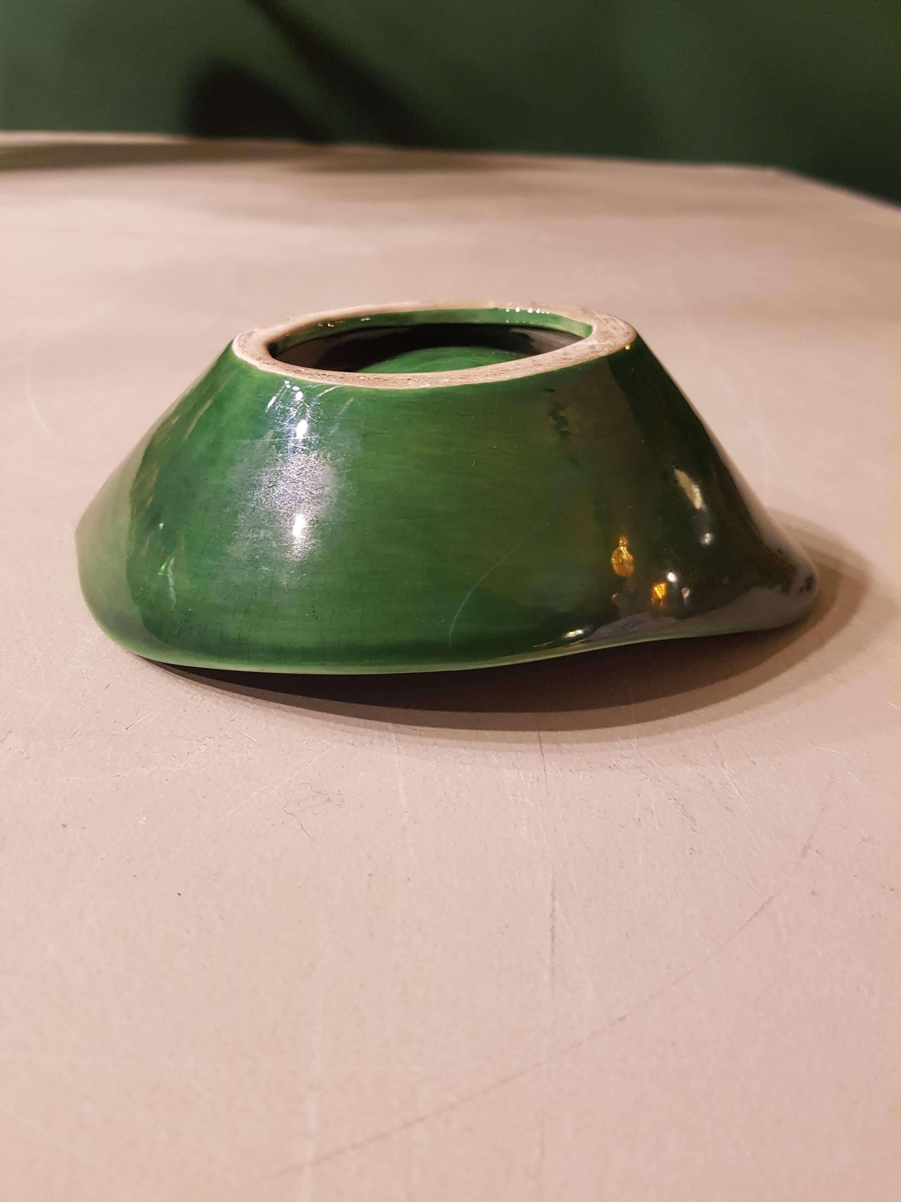 20th Century Green German Ceramic Ashtray 