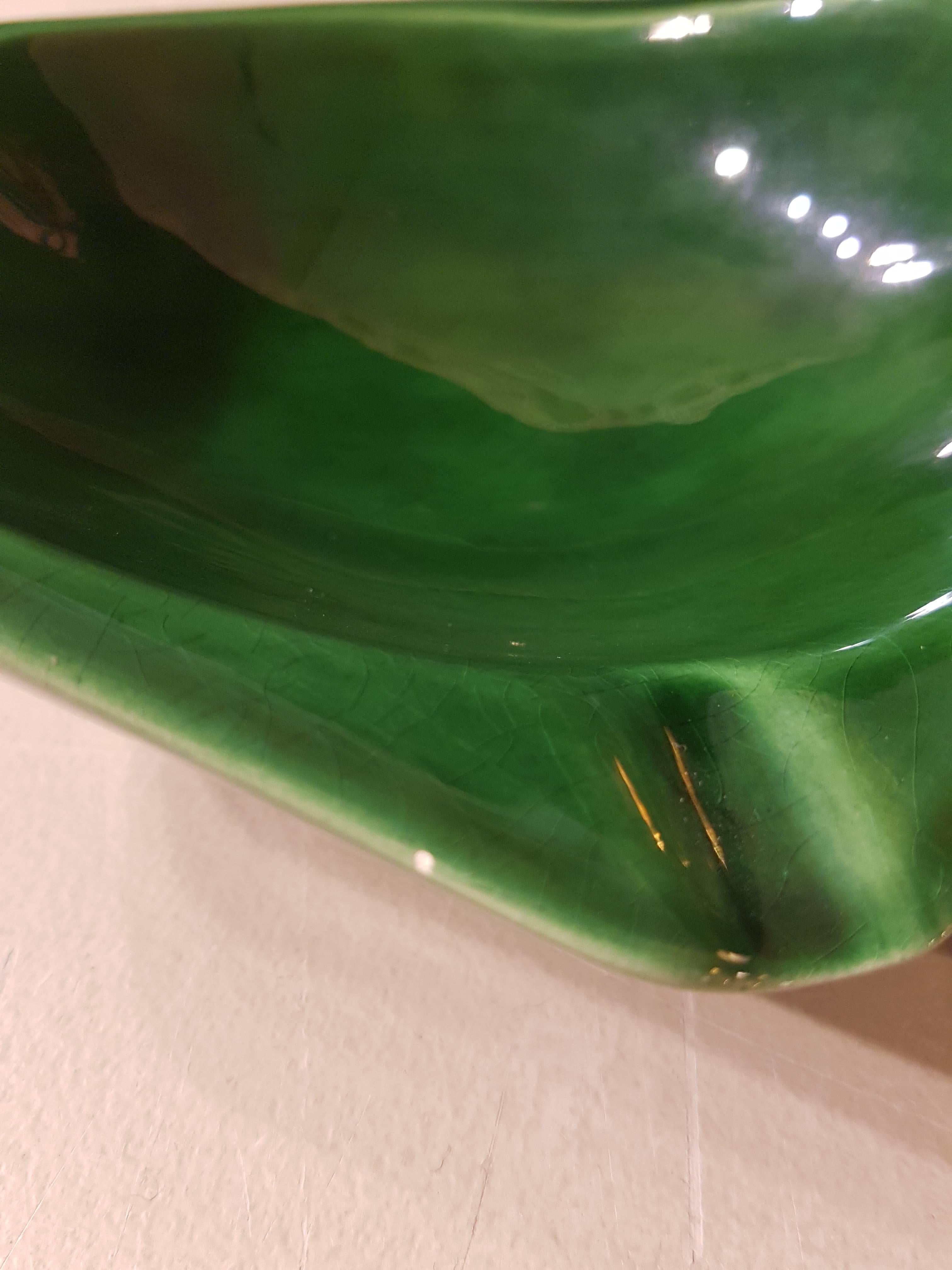 20th Century Green German Ceramic Ashtray 