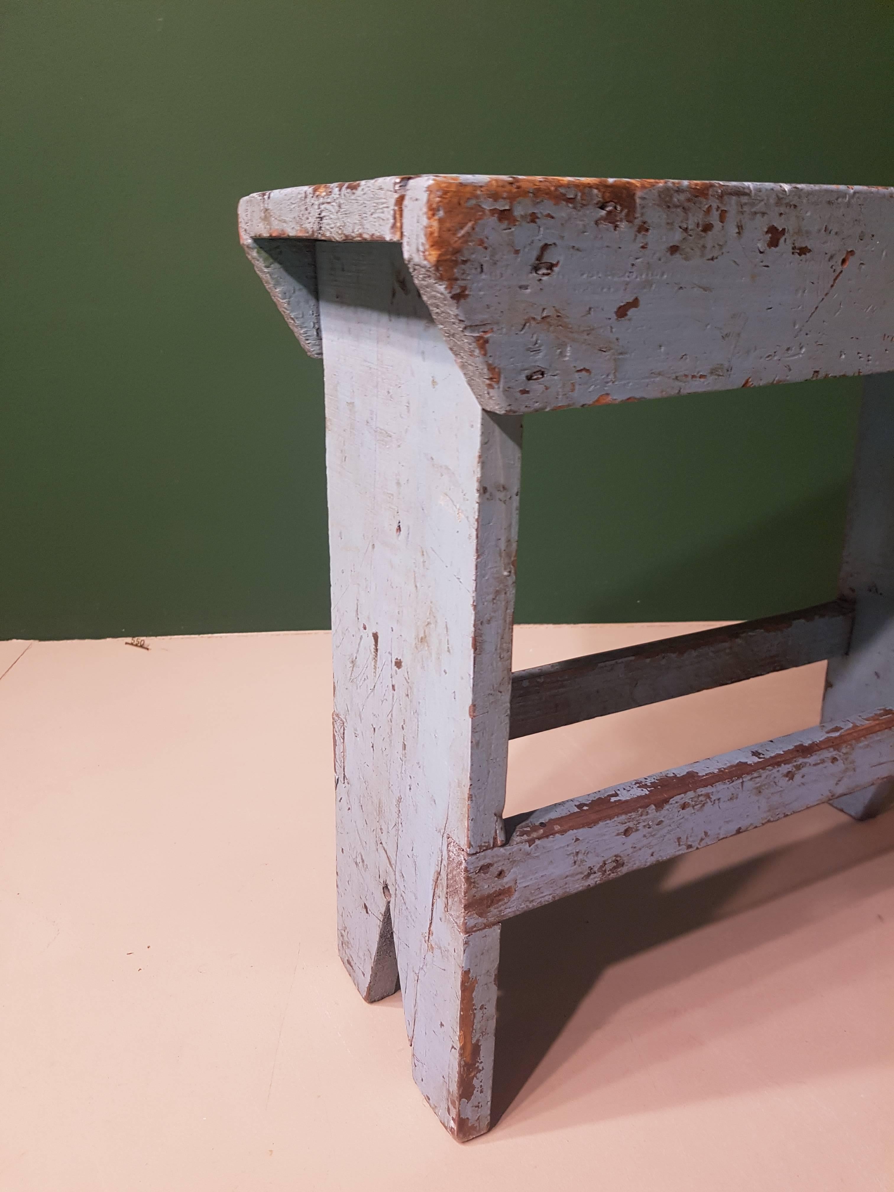 20th Century french blue bench made of painted wood