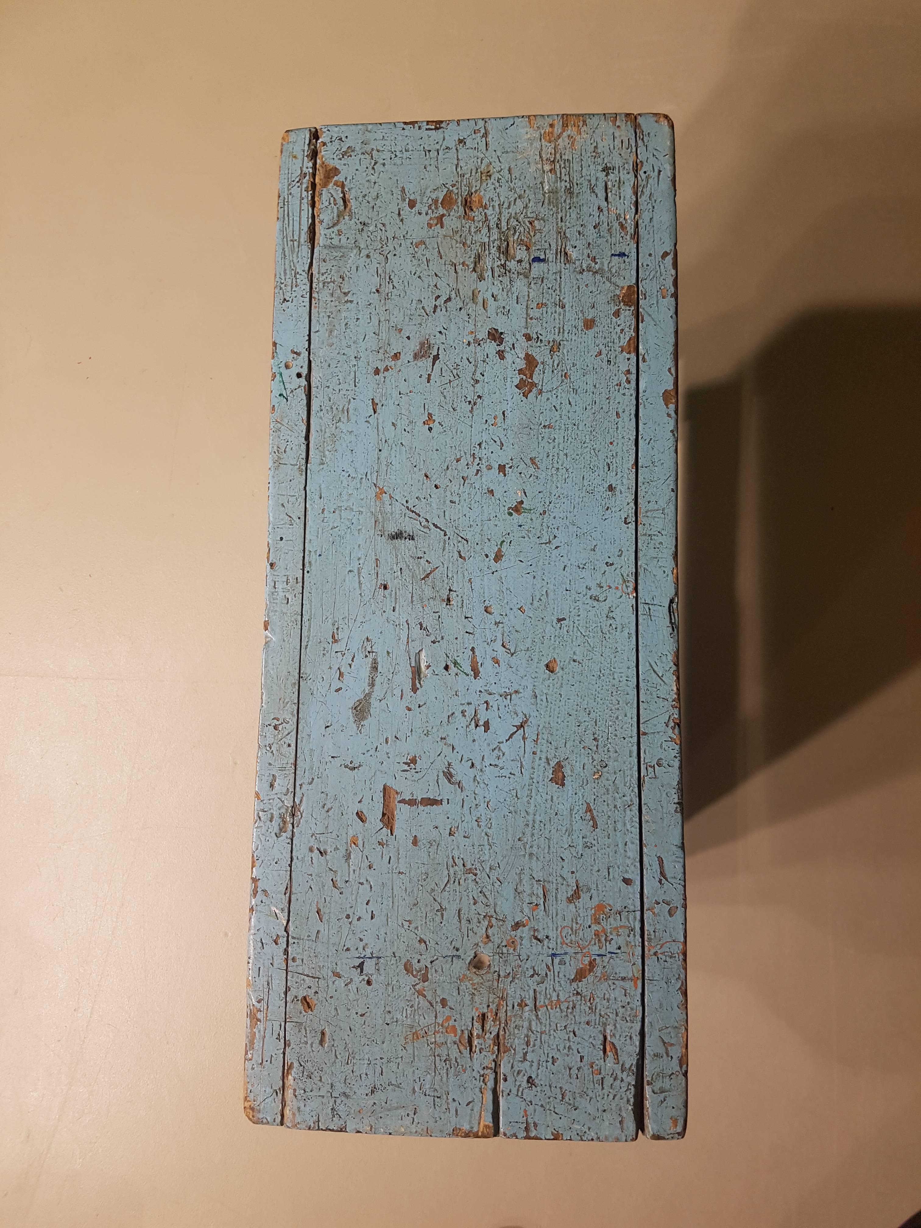 Mid-20th Century 20th Century French Blue Bench made of Painted Wood For Sale