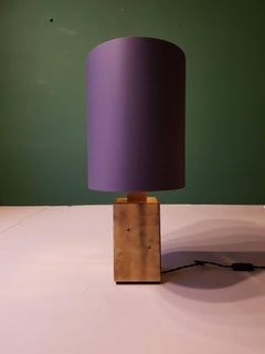 20th Century Italian Square Lamp Made of Brass with Grey Shade, 1970s