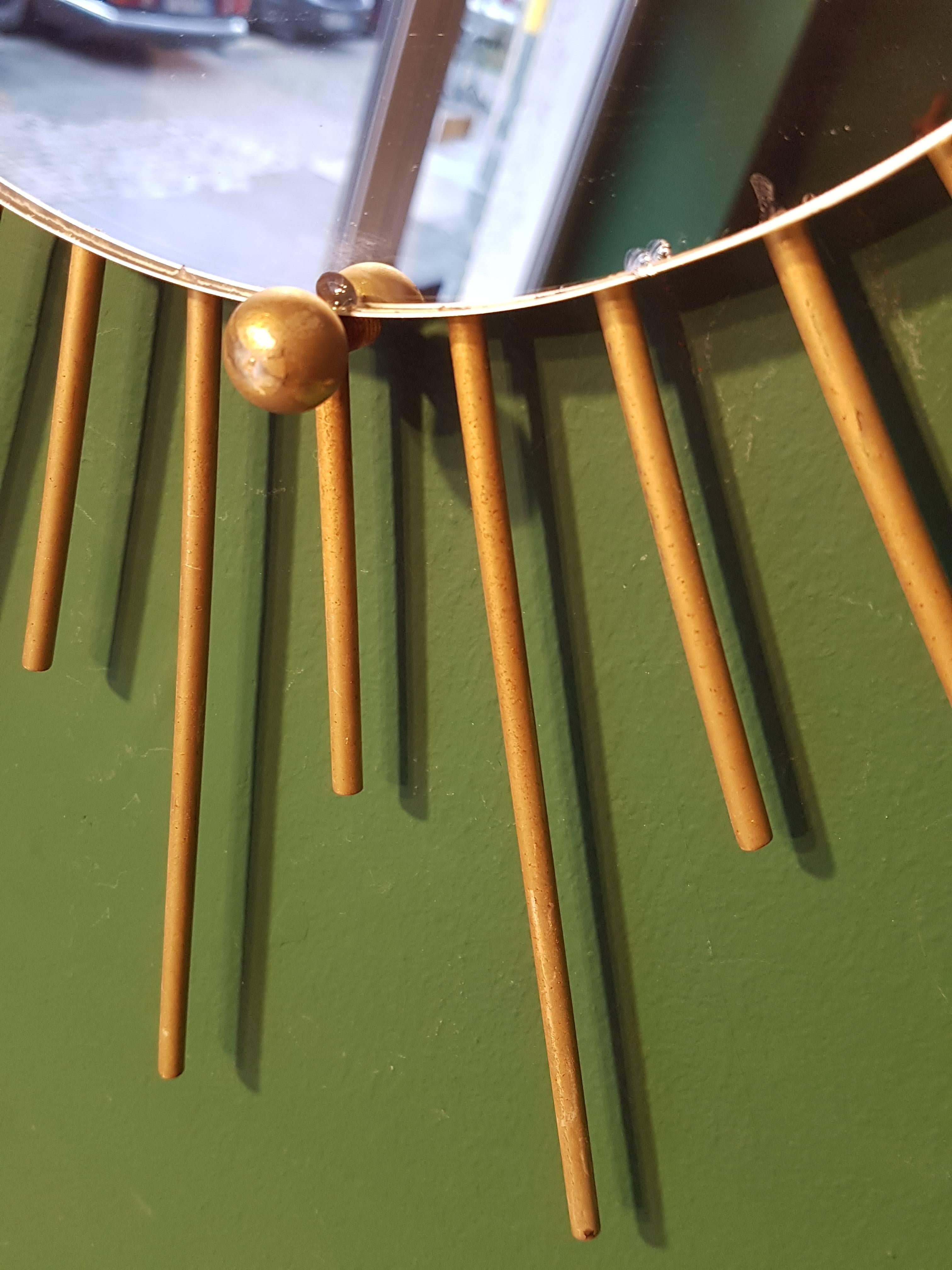 Pair of 20th Century, French Round Mirrors Made of Brass, 1960s For Sale 3