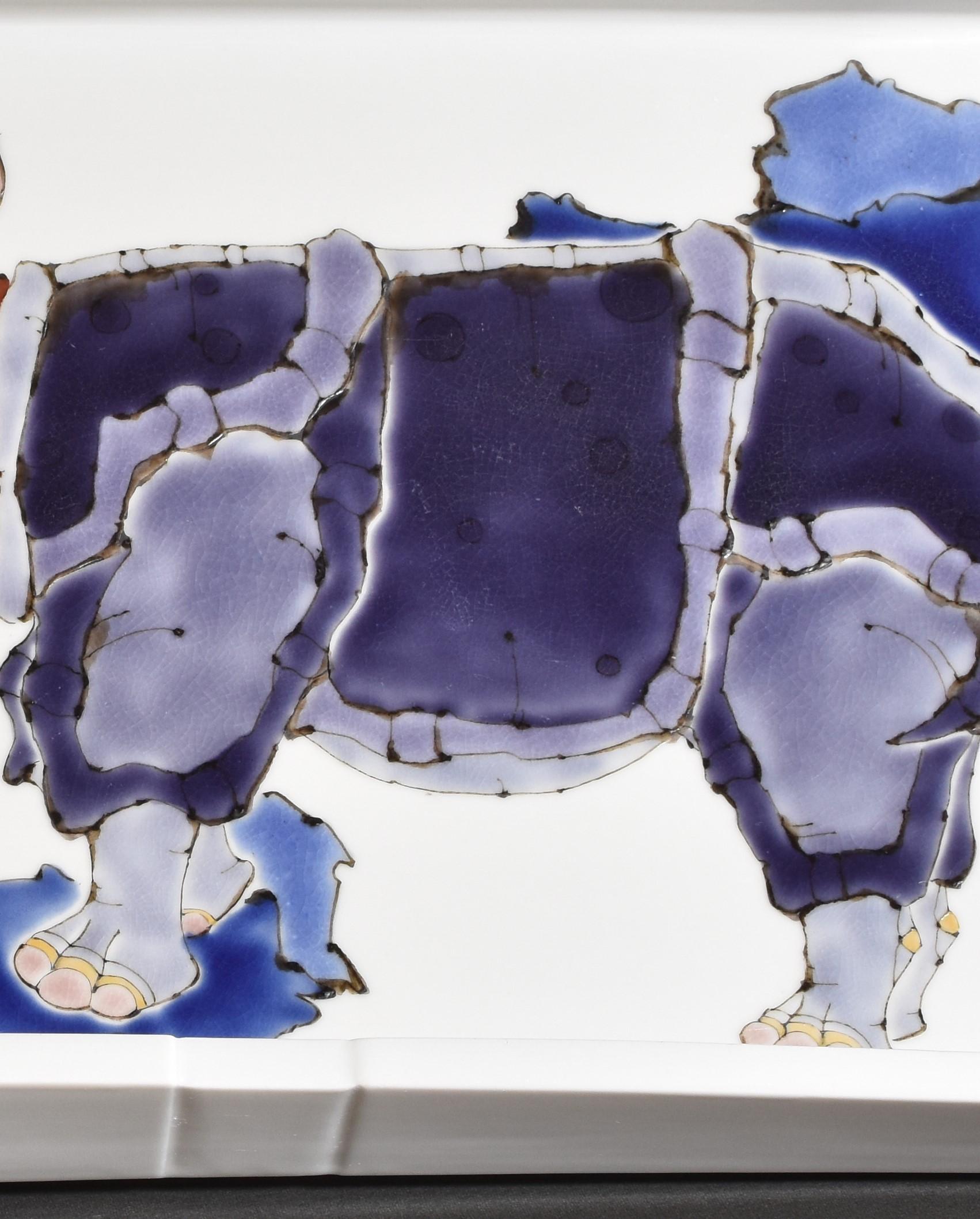 Japanisches zeitgenössisches japanisches blau-weißes Porzellanteller von Meisterkünstler 1