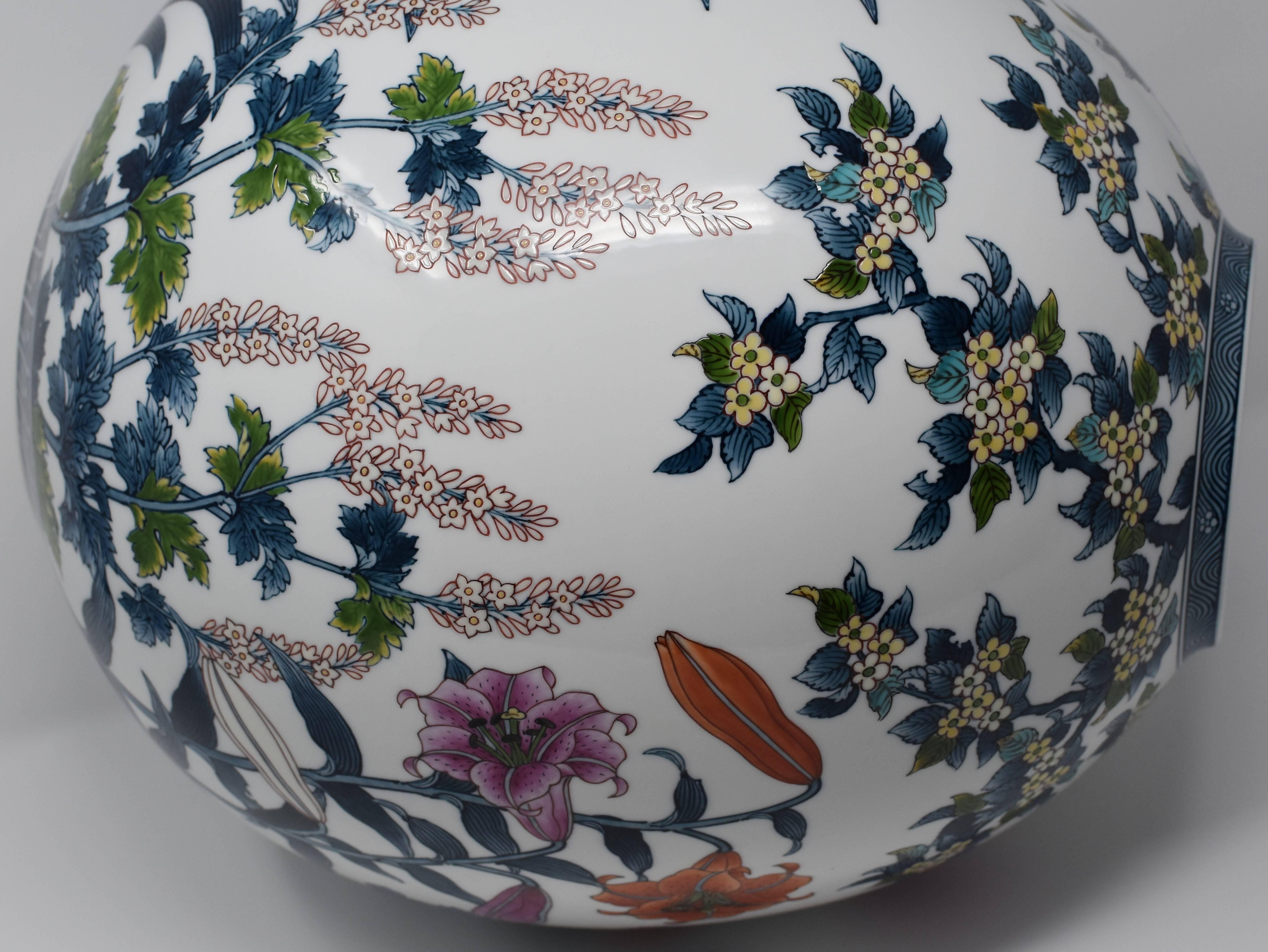 Japanese Contemporary Blue Green Purple Porcelain Vase by Master Artist 3