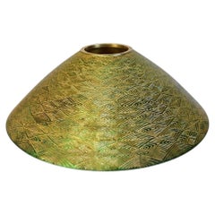 Japanese Contemporary Large Green Gold Porcelain Vase by Master Artist