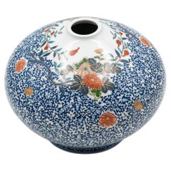 Zeitgenössische japanische Imari-Vase aus rot-blauem Porzellan von Meisterkünstler