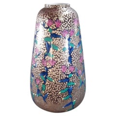 Japanese Imari Porcelain Vase, Toad Lily, Blue Pink Platinum