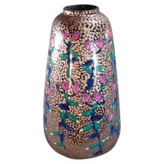 Japanese Imari Porcelain Vase, Toad Lily, Blue Pink Platinum