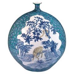 Japanese Porcelain Vase Blue Green by Master Artist, 5