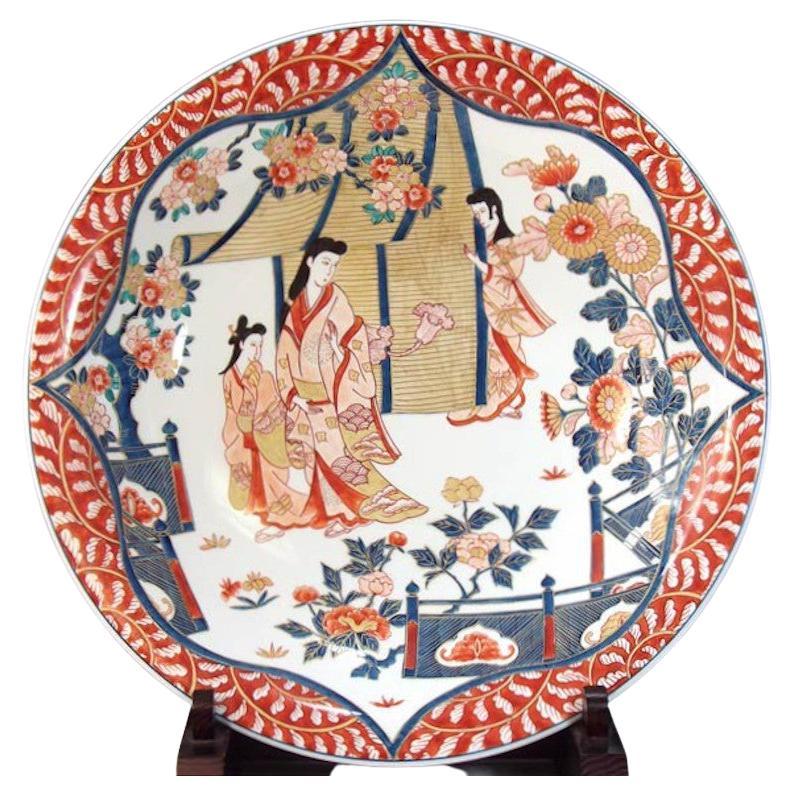 Japanische Contemporary Blue Pink Red Porcelain Charger von Masterly Artist, 3
