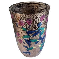 Imari Arita Porcelain Vase, Dimpled Platinum, Blue Pink and Green