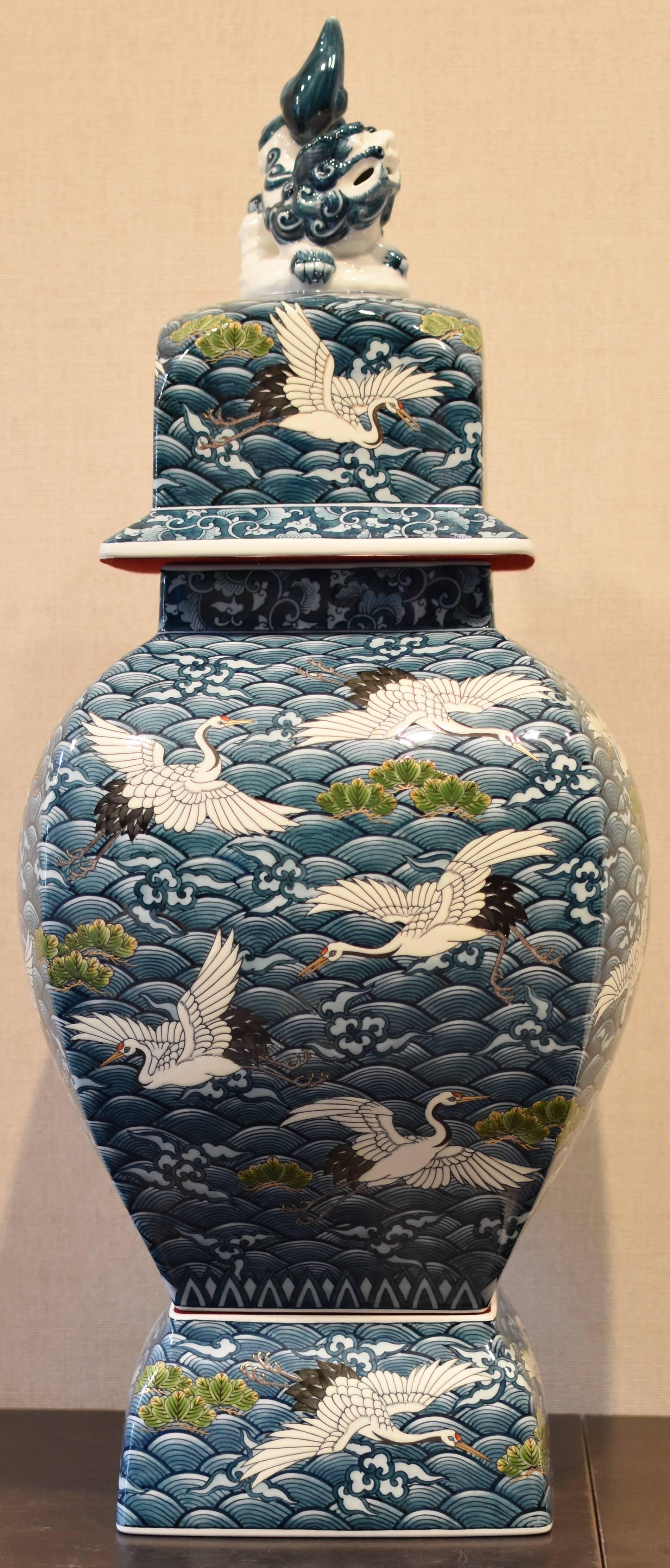 Large Japanese Ovoid Imari Decorative Porcelain Vase by  Master Artist 3