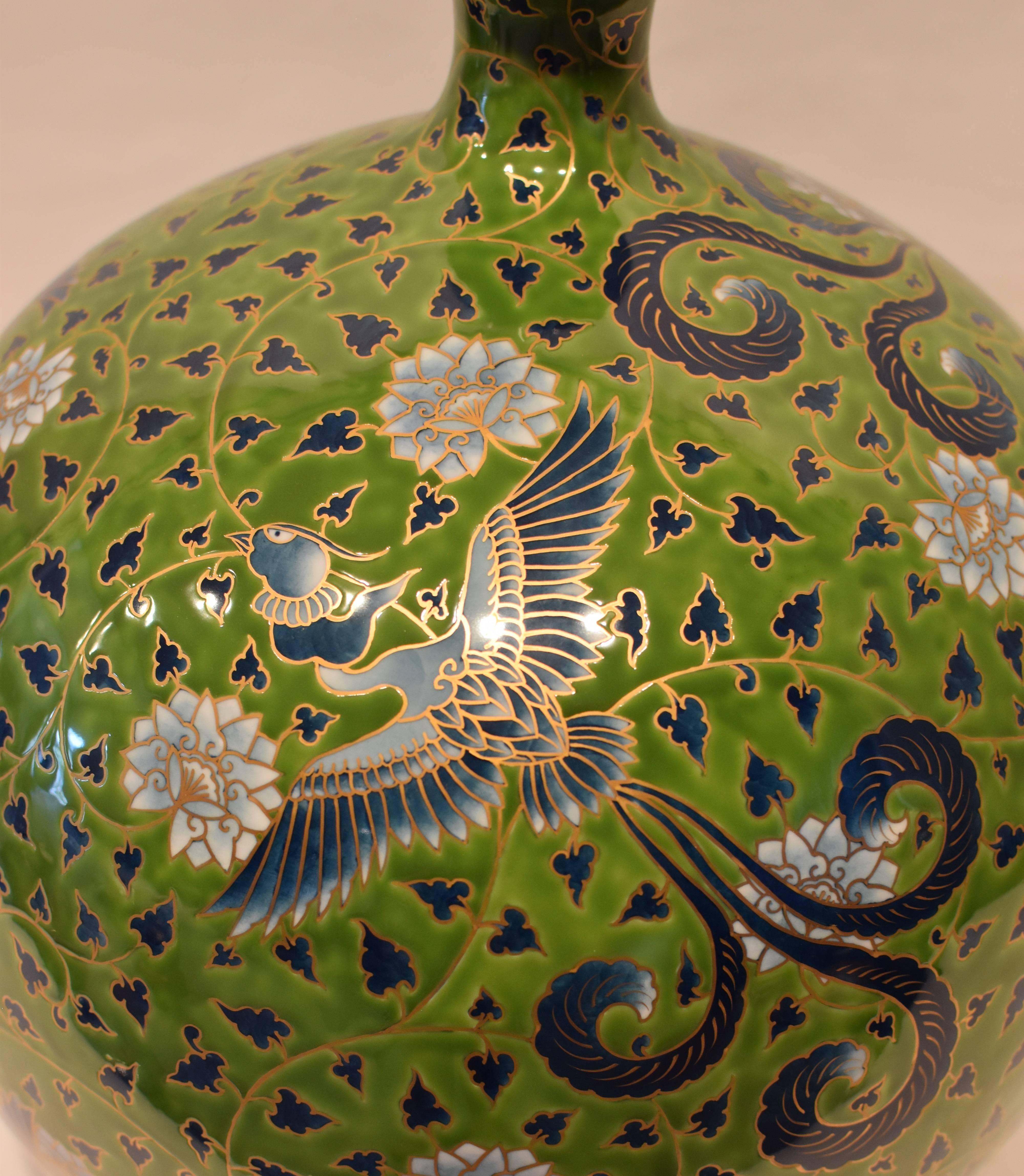 green porcelain vase