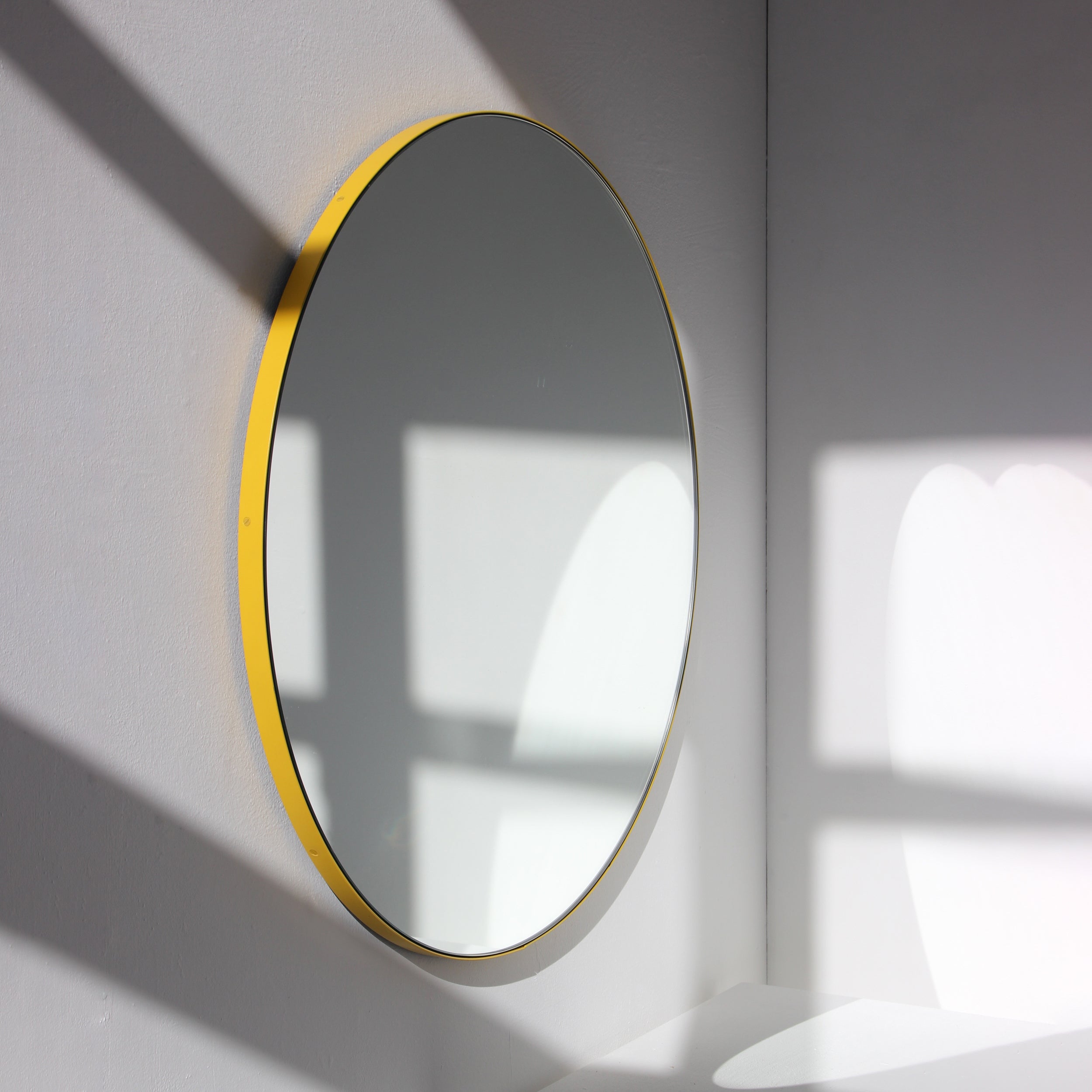 Orbis Round Modern Customisable Mirror with Yellow Frame - Small