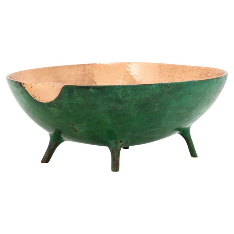Verdigris Bronze Decorative Bowl with Legs, VidePoche For Sale at 1stDibs