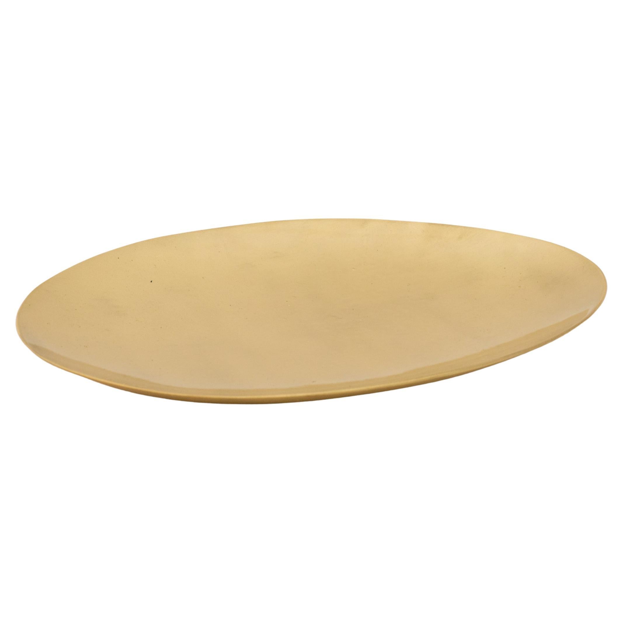 Handcrafted Brushed Brass Plate Vide Poche, Large For Sale