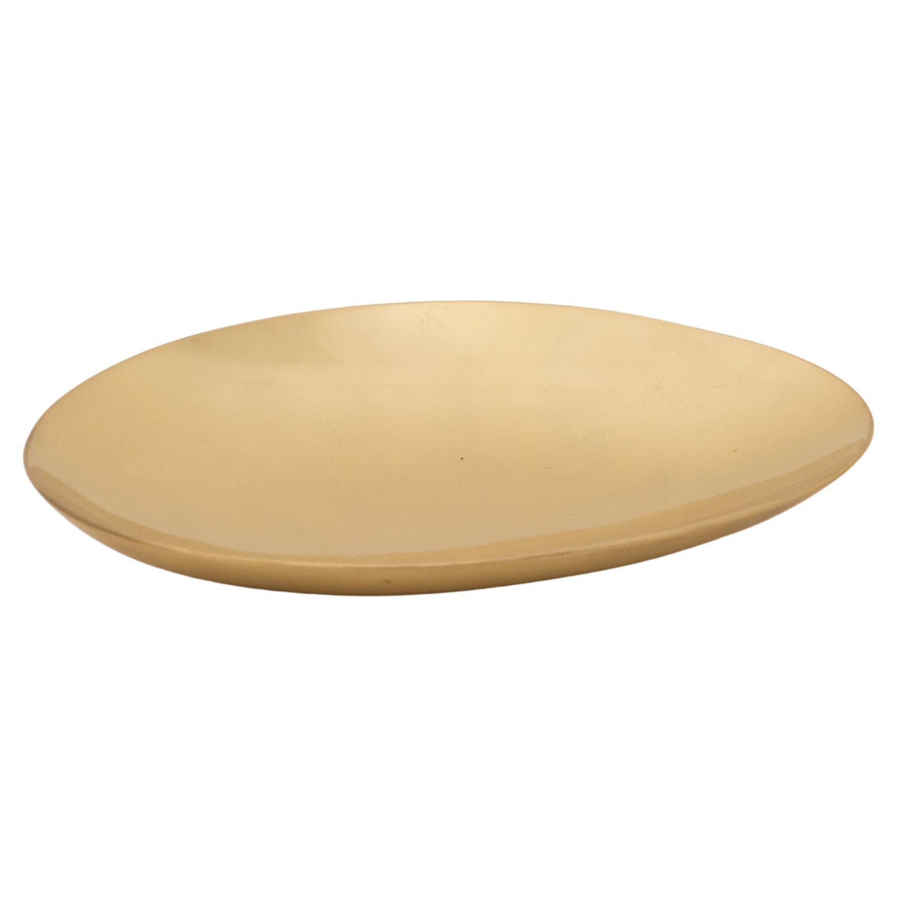 Handcrafted Brushed Brass Plate Vide Poche, Medium For Sale