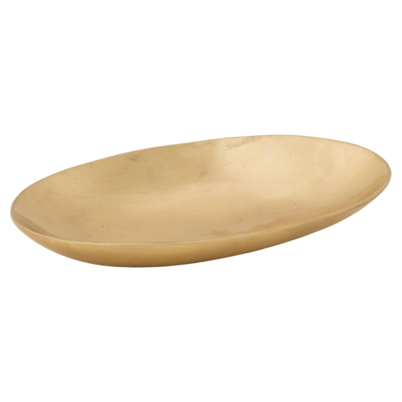 Handcrafted Brushed Brass Plate Vide Poche, Small