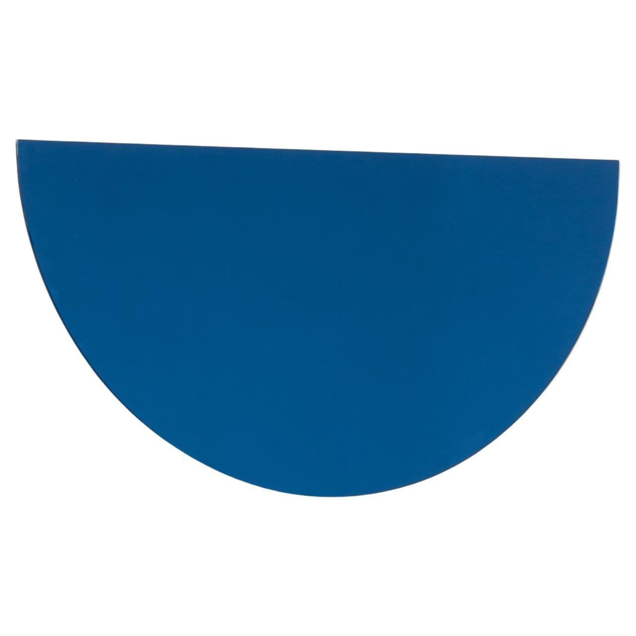 Luna Miroir contemporain teinté bleu demi-lune sans cadre, régulier
