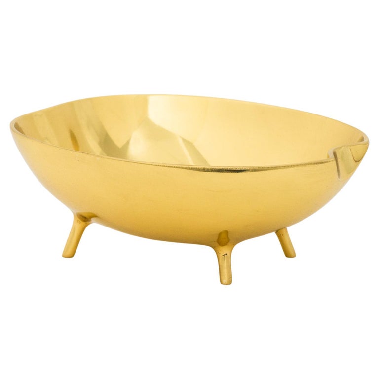 Polished Brass Decorative Bowl with Legs For Sale at 1stDibs