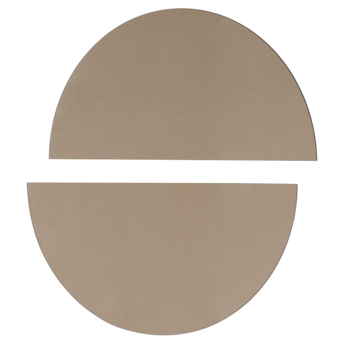 Set von 2 halbkugelförmigen, bronzefarben getönten, minimalistischen, rahmenlosen Luna-Spiegeln, Medium
