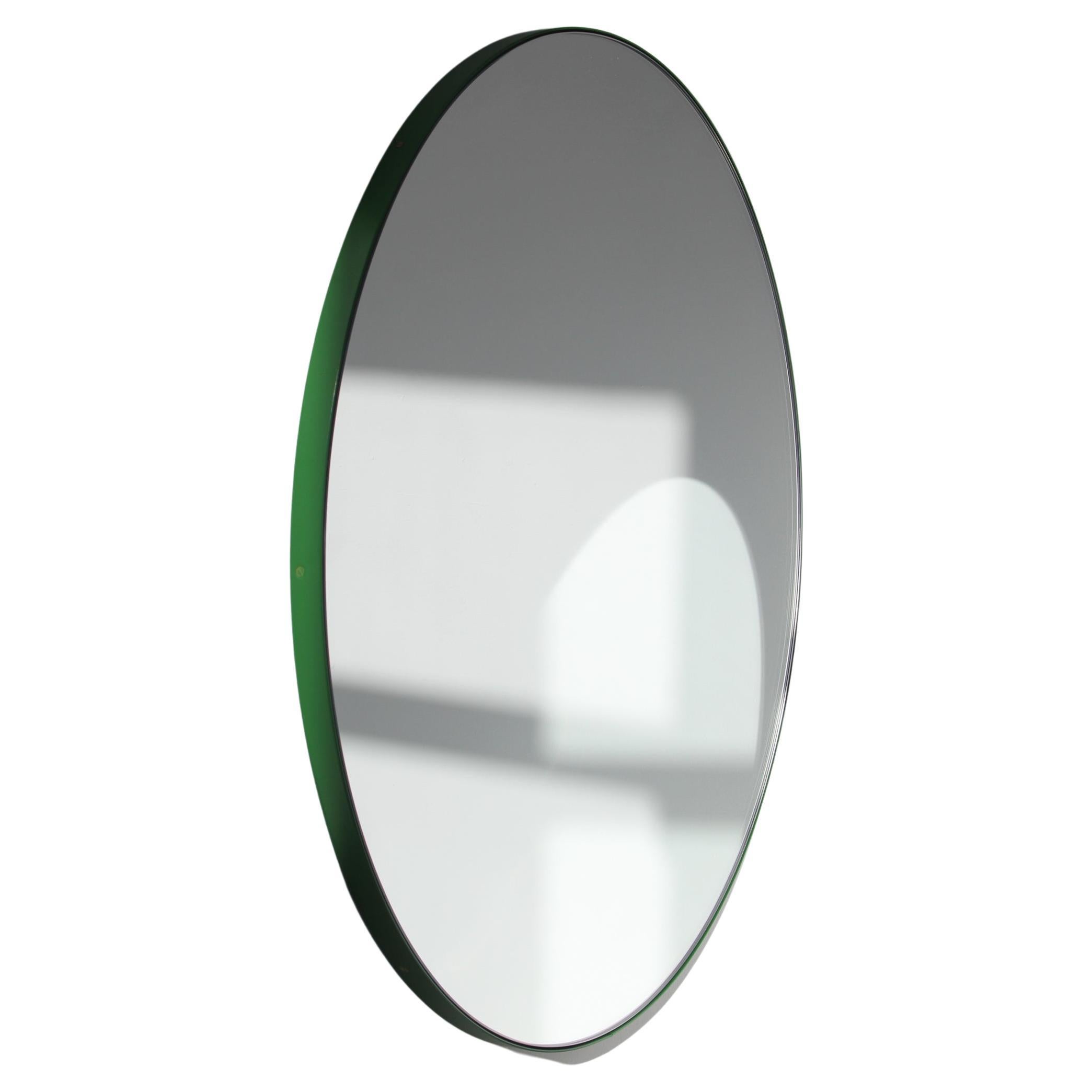Orbis Round Modern Customisable Mirror with Green Frame, Large