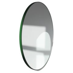 Specchio rotondo moderno personalizzabile Orbis con cornice verde, grande