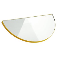 Luna Semi-Circular Modern Mirror with a Yellow Frame, Customisable, Regular